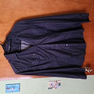 EXPRESS-Large, dark denim blue, long or short sleeve dress shirt, 100% cotton